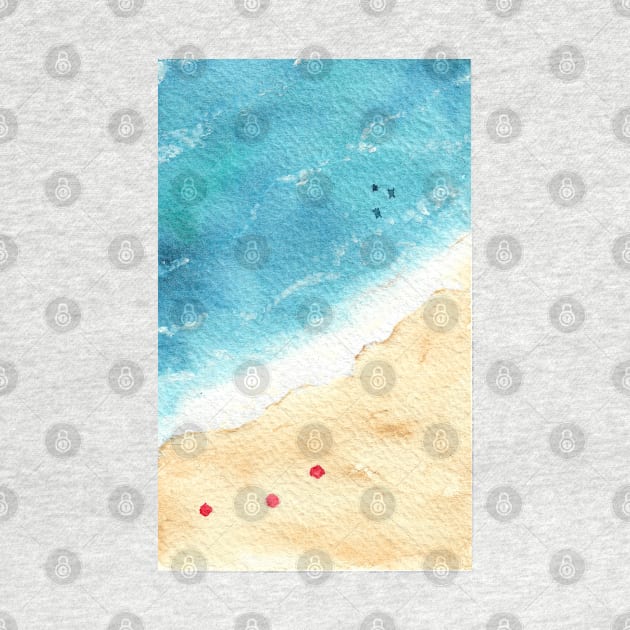 watercolor tropical beach see painting by Oranjade0122